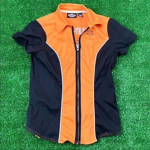 Harley Davidson Embroidered Wings Zip Up Shirt